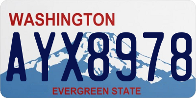 WA license plate AYX8978