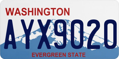 WA license plate AYX9020