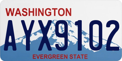 WA license plate AYX9102