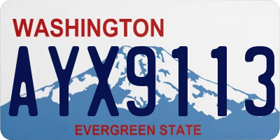 WA license plate AYX9113