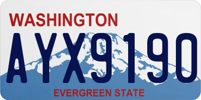 WA license plate AYX9190