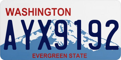 WA license plate AYX9192