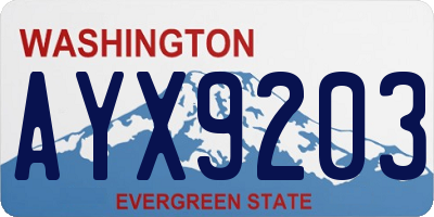 WA license plate AYX9203