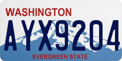 WA license plate AYX9204