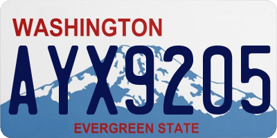 WA license plate AYX9205