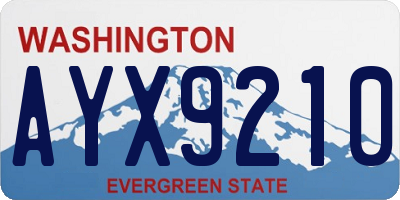 WA license plate AYX9210