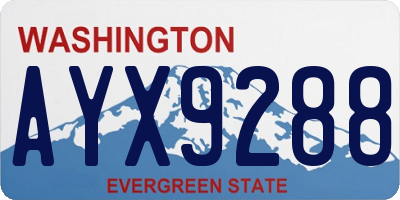 WA license plate AYX9288