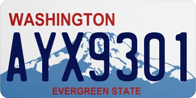 WA license plate AYX9301