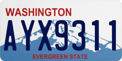 WA license plate AYX9311