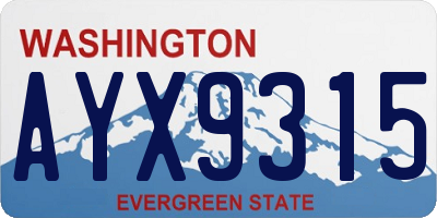 WA license plate AYX9315