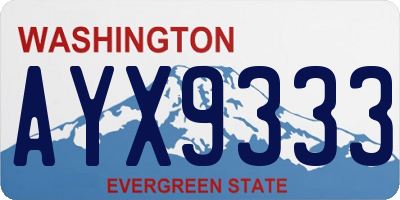 WA license plate AYX9333