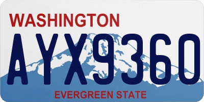 WA license plate AYX9360