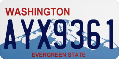 WA license plate AYX9361