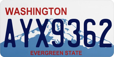 WA license plate AYX9362