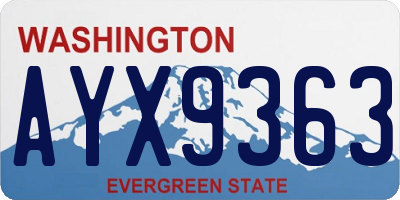 WA license plate AYX9363