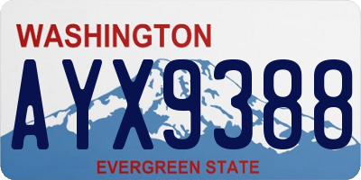 WA license plate AYX9388