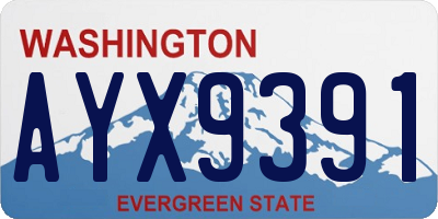 WA license plate AYX9391