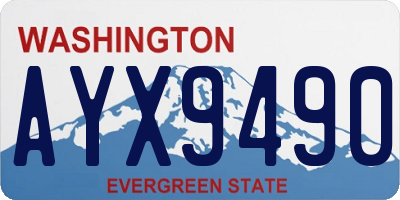 WA license plate AYX9490