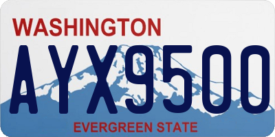 WA license plate AYX9500