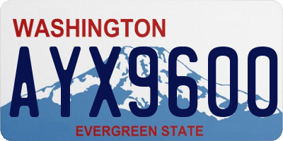 WA license plate AYX9600