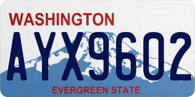 WA license plate AYX9602