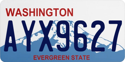 WA license plate AYX9627