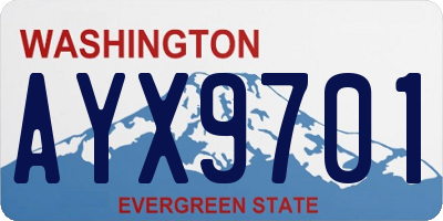 WA license plate AYX9701