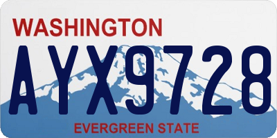 WA license plate AYX9728