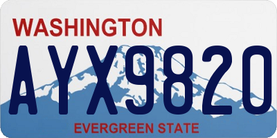 WA license plate AYX9820