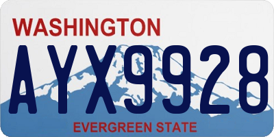 WA license plate AYX9928