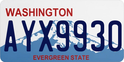 WA license plate AYX9930