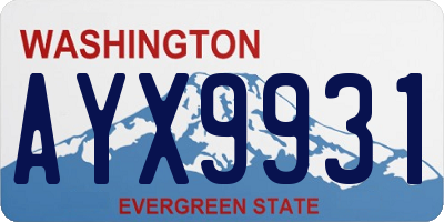 WA license plate AYX9931