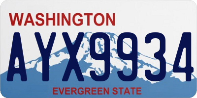 WA license plate AYX9934