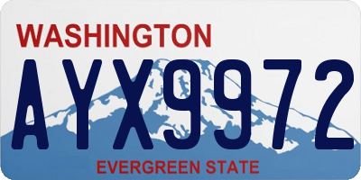 WA license plate AYX9972