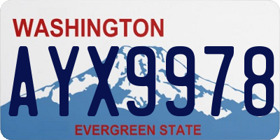 WA license plate AYX9978