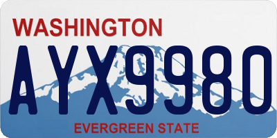 WA license plate AYX9980