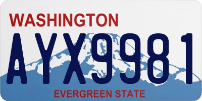 WA license plate AYX9981