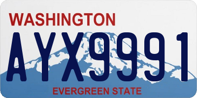 WA license plate AYX9991