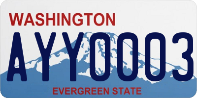 WA license plate AYY0003