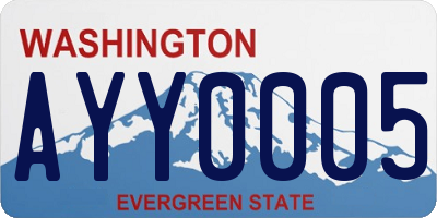 WA license plate AYY0005