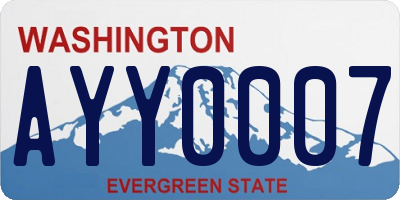 WA license plate AYY0007