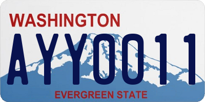 WA license plate AYY0011