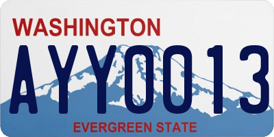 WA license plate AYY0013