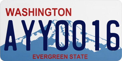 WA license plate AYY0016