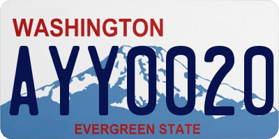 WA license plate AYY0020