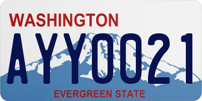 WA license plate AYY0021