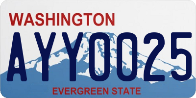 WA license plate AYY0025