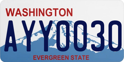 WA license plate AYY0030