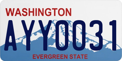 WA license plate AYY0031