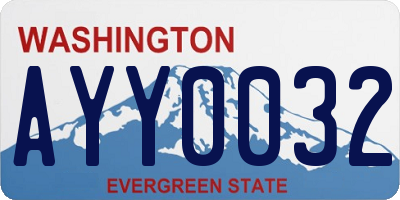 WA license plate AYY0032